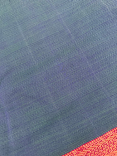 Handwoven Mangalgiri Cotton Fabric | 2 yards | Blue & Green | Dual Tone | Gold Zari | Handwoven | Ships from California